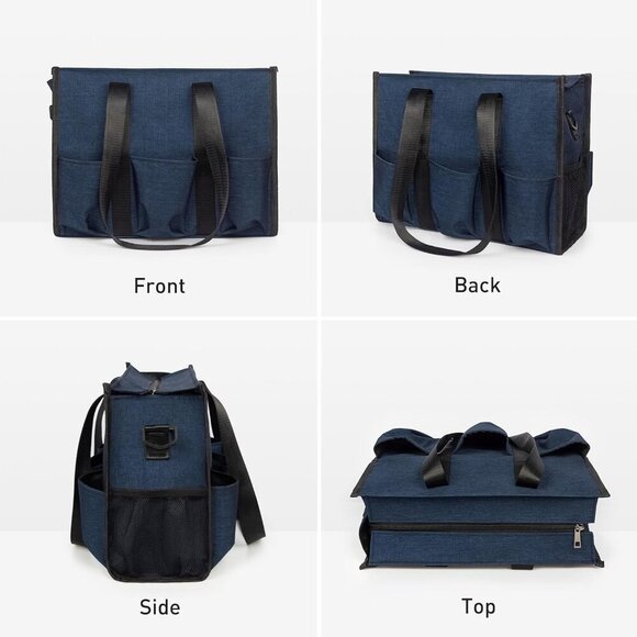 Large Nylon Tote Bag with Compartments Adjustable Strap Water Resistant - Picture 7 of 7